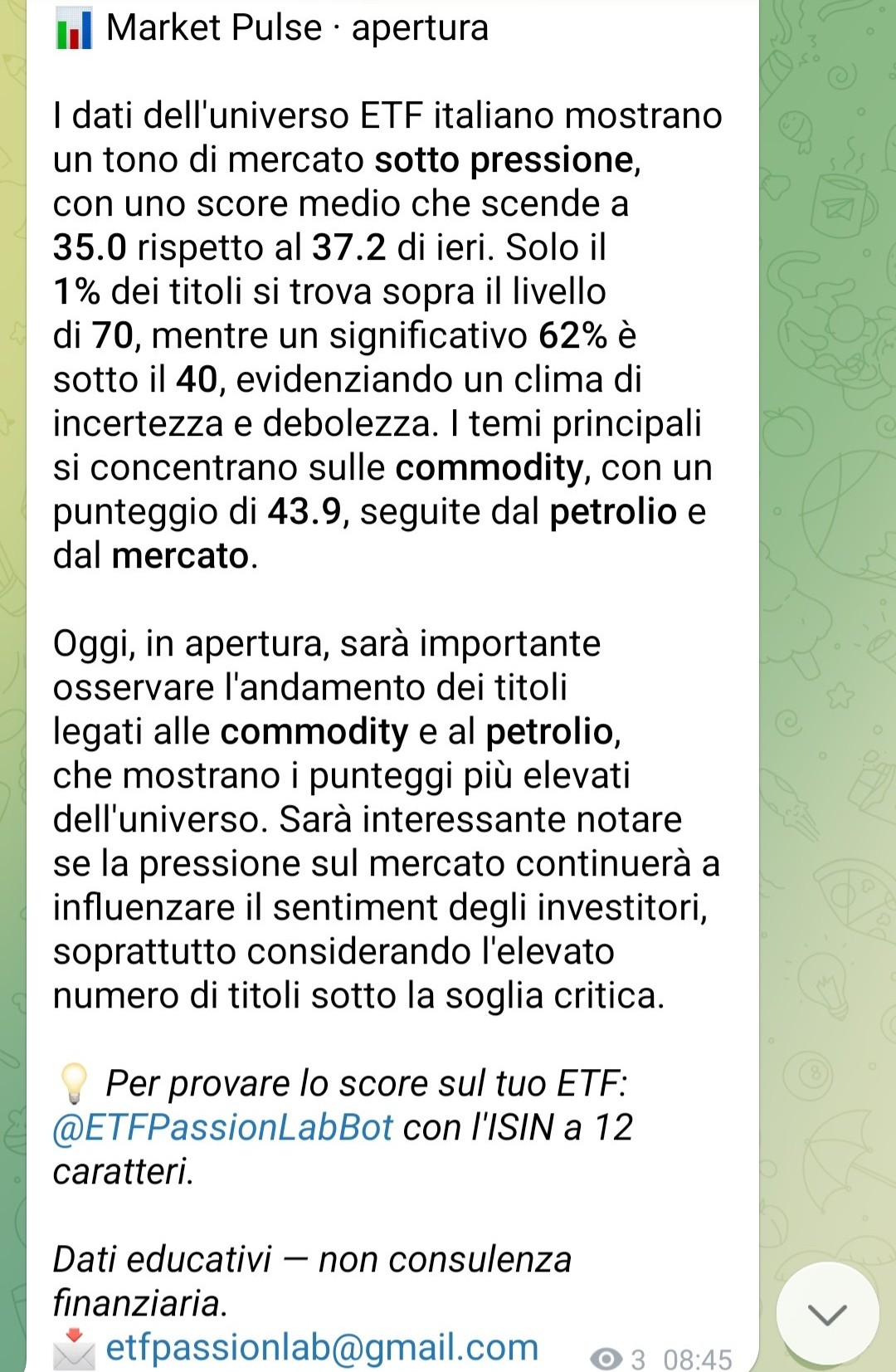 Market Pulse apertura sul canale free