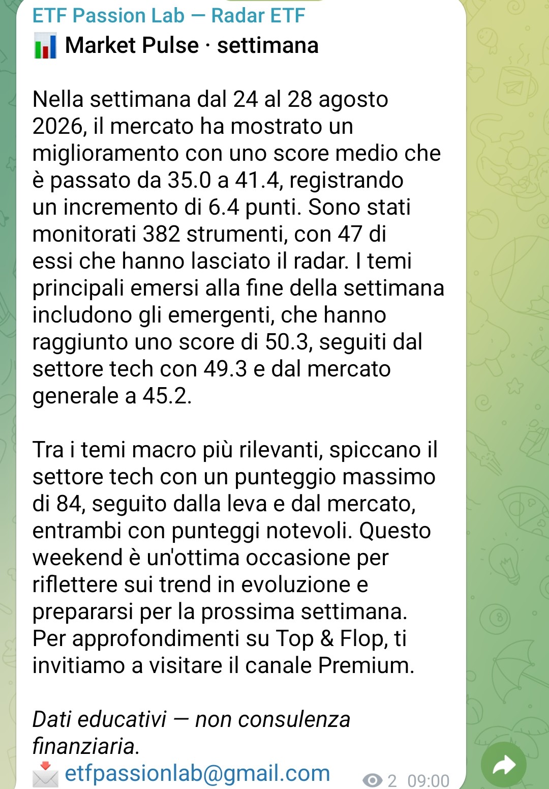 Market Pulse settimana sul canale free